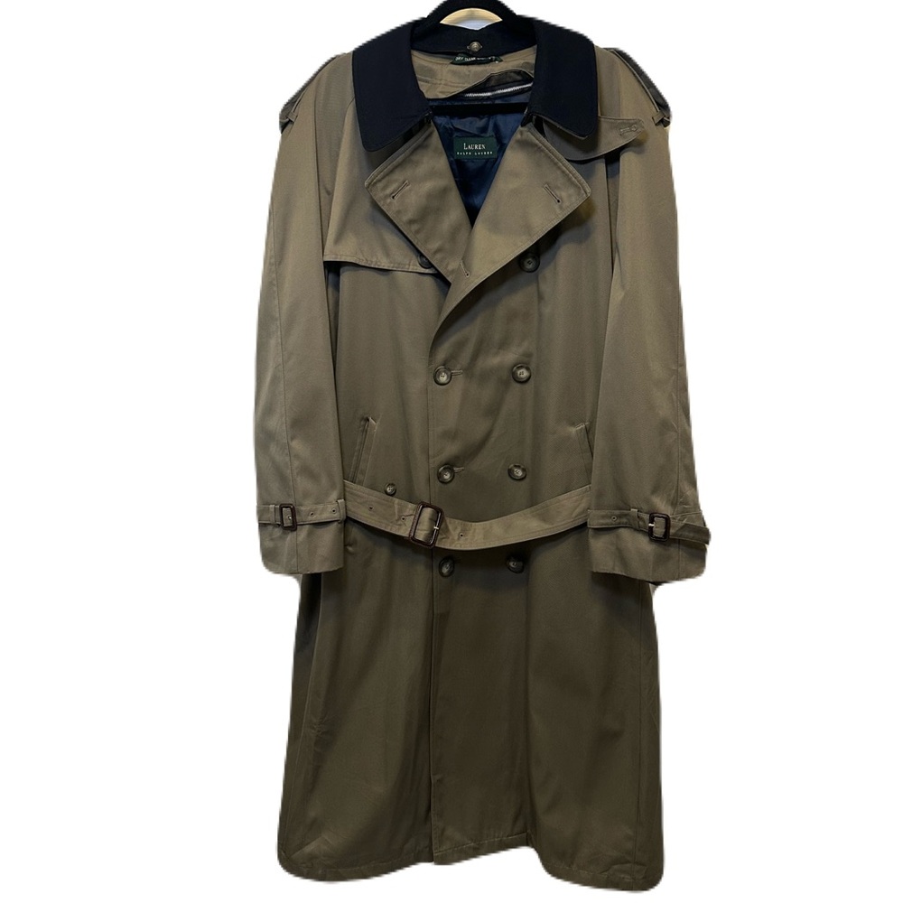 Lauren Ralph Lauren double breasted beige over coat trench removable liner 46 R